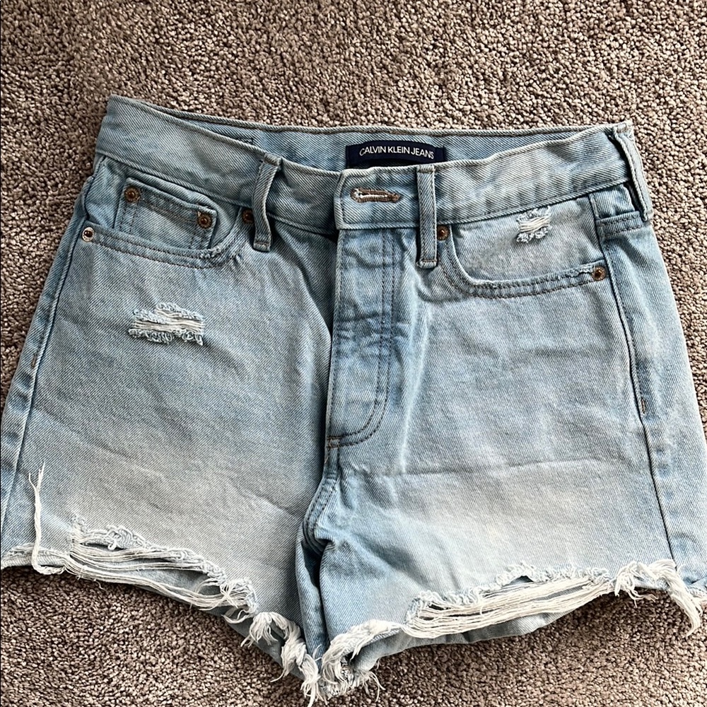 Calvin Klein Women's high rise Blue Denim Shorts